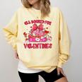 Groovy All Booked For Valentines Books Pink Coquette Bow Comfort Colors Sweatshirt Blue Spruce