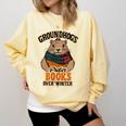 Groundhogs Prefer Books Over Winter February Comfort Colors Sweatshirt Blue Spruce