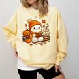Halloween Ghost Reading Book Lovers Coffee Girl Women Comfort Colors Sweatshirt Blue Spruce Halloween Ghost Reading Book Lovers Coffee Girl Women Comfort Colors Sweatshirt Blue Spruce
