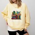 Happiness More Books Read Reading Librarian Men Women Kids Comfort Colors Sweatshirt Blue Spruce