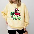 Nostalgia Holiday Tees -Adult Christmas Flamingo Small Short Sleeve Crew Neck Cotton Polyester Lightweight Ribbed Cuff Winter Comfort Colors Sweatshirt Blue Spruce