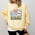 Nothing Beats Reading Rock Paper Scissors Book Lover Teacher Comfort Colors Sweatshirt Blue Spruce