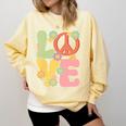 Peace Sign Love Groovy Vibes Costume Nostalgia 1980s Fashion Comfort Colors Sweatshirt Blue Spruce