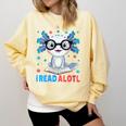 I Read Alotl Cute Axolotl Reading Book Lover Comfort Colors Sweatshirt Blue Spruce