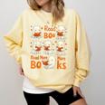 Read Boo KS Read More Bo KS Cute Ghost Reading Book Comfort Colors Sweatshirt Blue Spruce