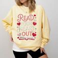 Read Your Cute Heart Out Teacher Librarian Love Reading Book Comfort Colors Sweatshirt Blue Spruce