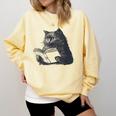 Reading Cat Cat Book Lover Comfort Colors Sweatshirt Blue Spruce