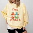 Reading Gnomes Cute Easily Distracted By Books And Gnomes Comfort Colors Sweatshirt Blue Spruce