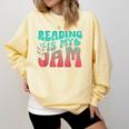 Reading Is My Jam Book Lover Bookworm Teacher Library Reader Comfort Colors Sweatshirt Blue Spruce