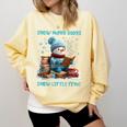 Reading Snow So Many Books Christmas Snow Little Time Comfort Colors Sweatshirt Blue Spruce