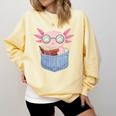 Readsalotl Axolotl Reading Book Lover Reading Pocket Axolotl Comfort Colors Sweatshirt Blue Spruce