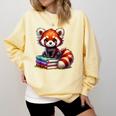 Red Panda Books Lover Reading Bookworm Comfort Colors Sweatshirt Blue Spruce