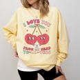 Retro Cherry Love 90s Nostalgia Comfort Colors Sweatshirt Blue Spruce