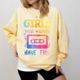 Retro Girls Just Wanna Have Fun Nostalgia 1980s 80's Premium Tri-Blend Comfort Colors Sweatshirt Blue Spruce