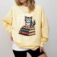Retro I Just Want To Read Books And Pet Cats Cat For Men Women Kids Comfort Colors Sweatshirt Blue Spruce