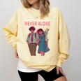 Running Together Always Connected Anime Nostalgia Message Comfort Colors Sweatshirt Blue Spruce