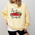 Tis The Season Holiday Nostalgia Red Truck Comfort Colors Sweatshirt Blue Spruce