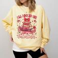 Valentine All Booked For Valentines Book Lovers Teacher Kid Comfort Colors Sweatshirt Blue Spruce