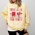Valentine Day Book You Are Too Sweet Librarian Teacher Kids Comfort Colors Sweatshirt Blue Spruce