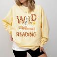 Wild About Reading Teacher Reading Books Back To School Comfort Colors Sweatshirt Blue Spruce