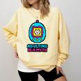 Women's Adulting Is A Myth Retro Pixel Pet Nostalgia Millennials Comfort Colors Sweatshirt Blue Spruce