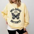 Anti-Social Butterfly Awkward Introvert Homebody Humor Comfort Colors Sweatshirt Butter