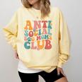 Anti Social Dog Moms Club Introvert Dog Mom Retro Men Women Comfort Colors Sweatshirt Butter