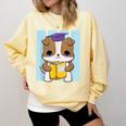 Bulldog Anime Pup Graduation Comfort Colors Sweatshirt Butter