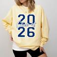 Class Of 2026 Graduation Varsity Navy Blue Letters Premium Tri-Blend Comfort Colors Sweatshirt Butter