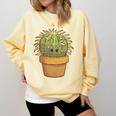 Cute Golden Barrel Cactus Introvert Distressed Comfort Colors Sweatshirt Butter