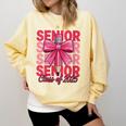 Graduate 2025 For Senior 2025 Graduation Coquette Pink Bow Comfort Colors Sweatshirt Butter