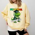 Graduation Preschool Dinosaur T Rex Crushed It Boys Grad Comfort Colors Sweatshirt Butter