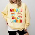 Groovy Goodbye 7th Grade Graduation Hello Summer Kids Comfort Colors Sweatshirt Butter