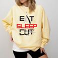 Haircutter Barber Eat Sleep Cut Barbering Graduation Comfort Colors Sweatshirt Butter