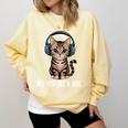 Introvert Mode Cat With Headphones Kitten Lover Comfort Colors Sweatshirt Butter