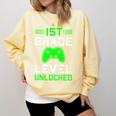 Kids 1st Grade Level Unlocked Back To School Gamer Graduation Comfort Colors Sweatshirt Butter