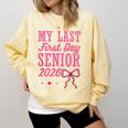 My Last First Day Senior 2026 Coquette Pink Bow Graduation Comfort Colors Sweatshirt Butter