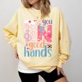 You RN Good Hands Cute Nurse Nursing Student Graduation Comfort Colors Sweatshirt Butter
