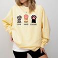 Rock Paper Scissors Hand Game Cute Paw Cat Introvert Comfort Colors Sweatshirt Butter