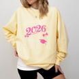 Senior 2026 Class Of 2026 Coquette Pink Bow Graduation Moms Comfort Colors Sweatshirt Butter