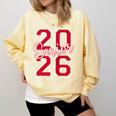 Senior 2026 Graduation Varsity Red Letters On The Back Comfort Colors Sweatshirt Butter
