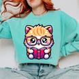 Adorable Book Lover Persian Cat With Reading Glasses Cute Comfort Colors Sweatshirt Butter
