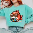 Adorable Book Lover Salmon With Reading Glasses Cute Comfort Colors Sweatshirt Butter