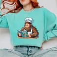Bigfoot Reading a Cookbook Comfort Colors Sweatshirt Butter Bigfoot Reading a Cookbook Comfort Colors Sweatshirt Butter
