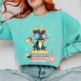 Book Lover Chibi Dragon With Big Red Glasses Bookworm Comfort Colors Sweatshirt Butter
