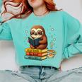 Book Lover Sloth Reading Bookish Library Read Books Be Kind Comfort Colors Sweatshirt Butter