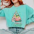 All Booked For Christmas Book Xmas Tree Lights Reading Girly Comfort Colors Sweatshirt Butter