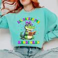 All Booked For Mardi Gras Crocodile Reading Book Teacher Comfort Colors Sweatshirt Butter