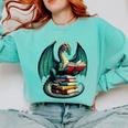 Books Dragon Reading Book Lover Comfort Colors Sweatshirt Butter