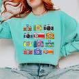 Camera Hand Drawn Old Nostalgia Retro Lens Styles Comfort Colors Sweatshirt Butter